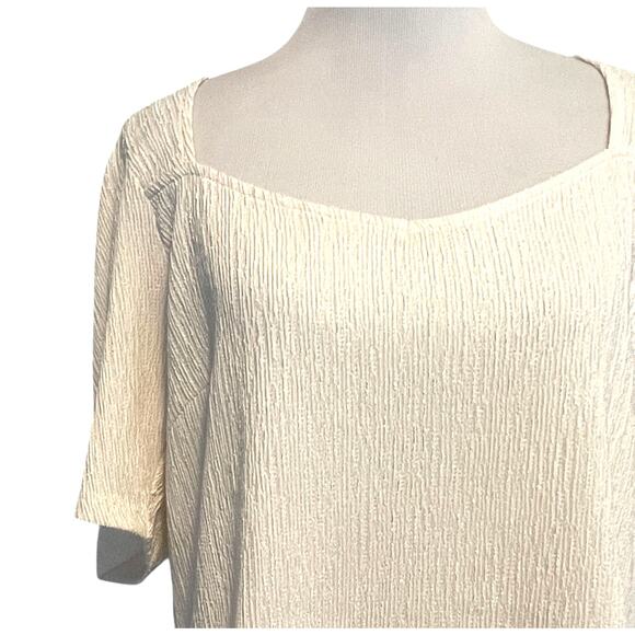 Sundays in Brooklyn Puff-Sleeve Top Womens Medium Ivory Bow-Back V-Neck Anthro - Picture 3 of 9